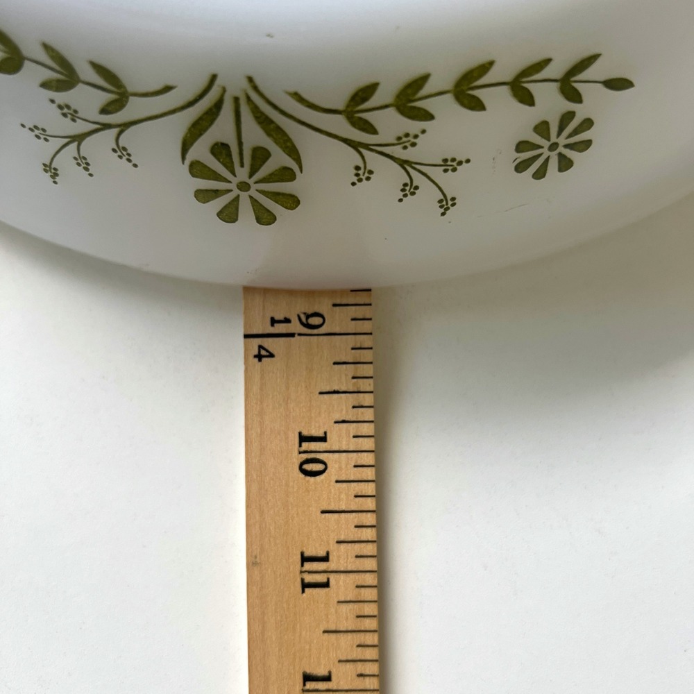Vintage Glasbake Green Daisy Divided Milk Glass Serving Casserole Dish J2352 - Picture 16 of 16